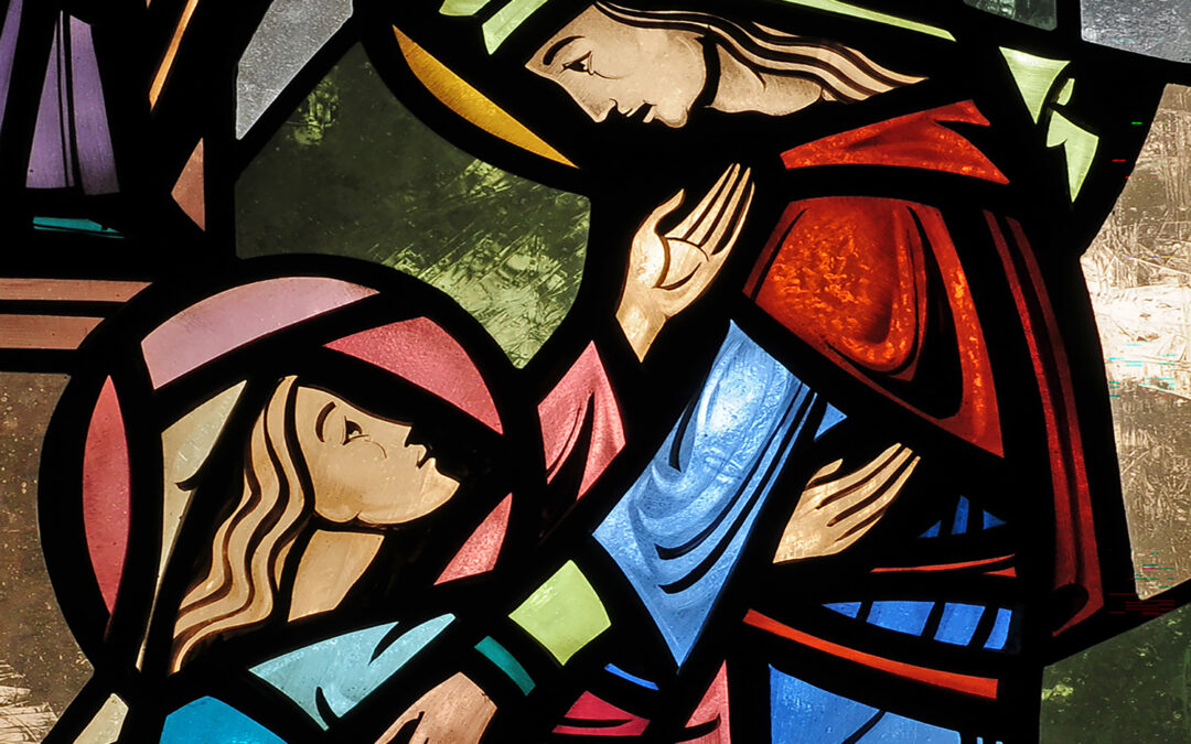 Stained Glass Window Of The Visitation Mary Visiting Elizabeth